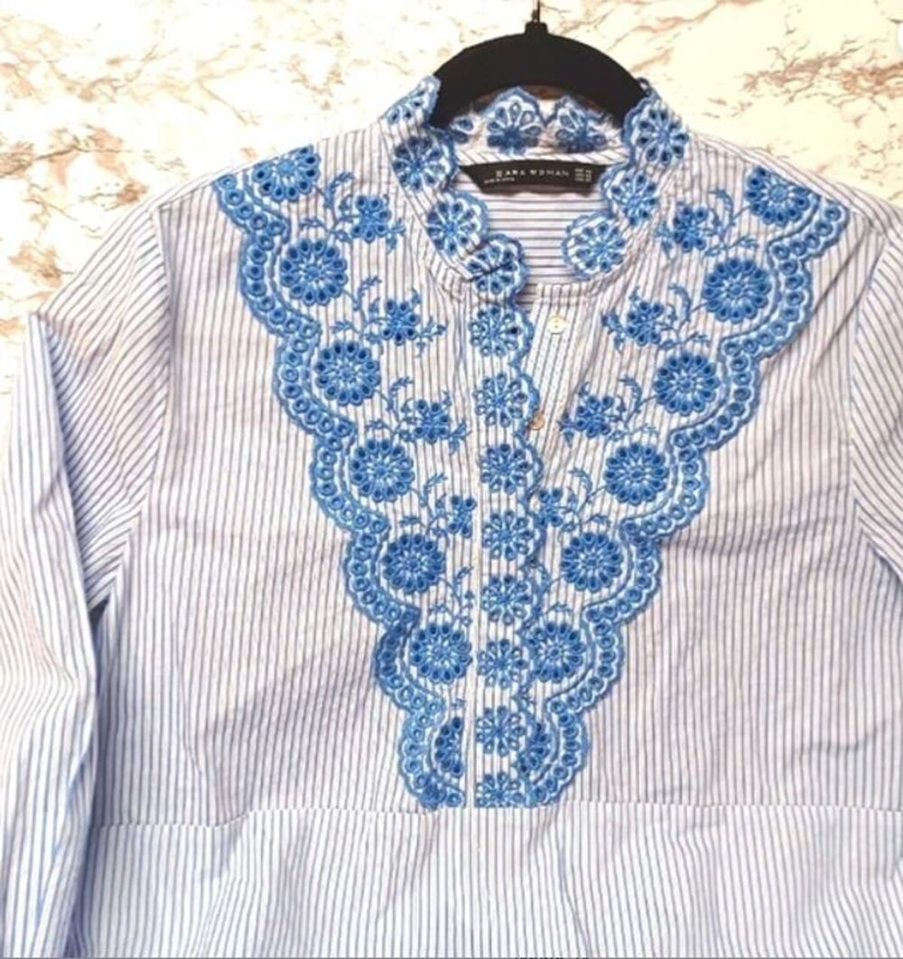 Zara Women Striped Stitched lace-floral design Sz: XS